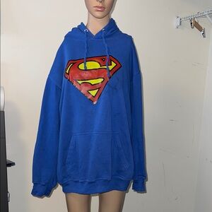 Superman Logo Blue Hoodie for Women